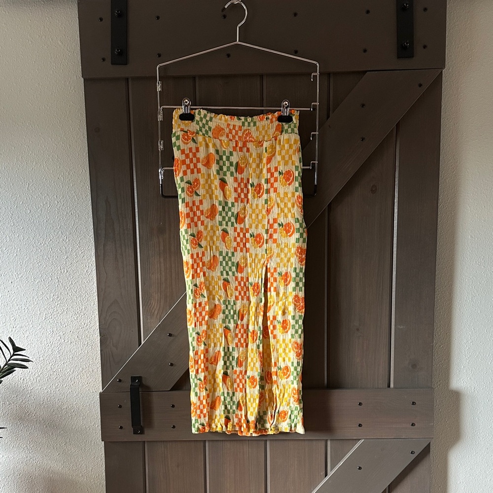 Lucy & Yak Floral Maxi Skirt - Orange and Green - EUC